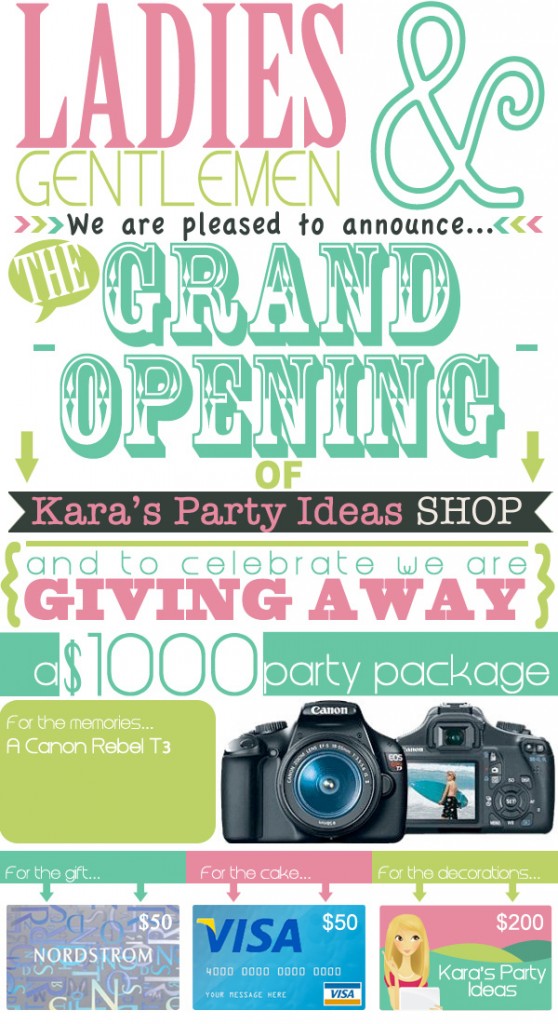 Kara's Party Ideas Shop Grand Opening Celebration Giveaway